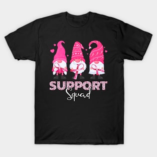 Cute Pink Gnomies Support Squad Breast Cancer Awareness T-Shirt